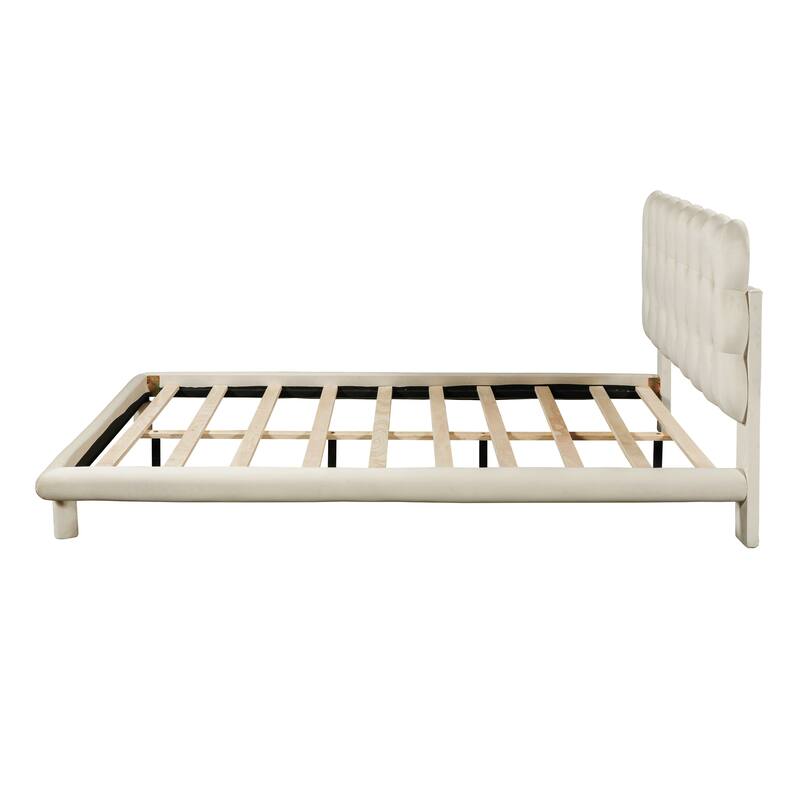 Velvet Platform Bed with LED Frame