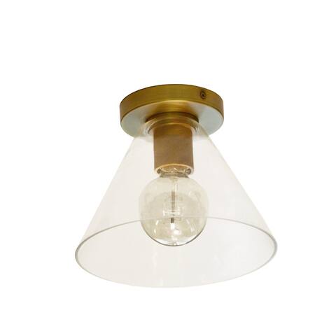 1LT Flush-Mount, AGB w/ Clear Glass