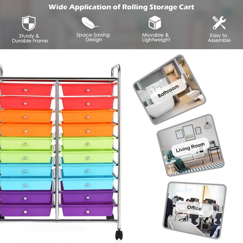 Costway 20 Drawers Rolling Cart Storage Scrapbook Paper Studio - See Details