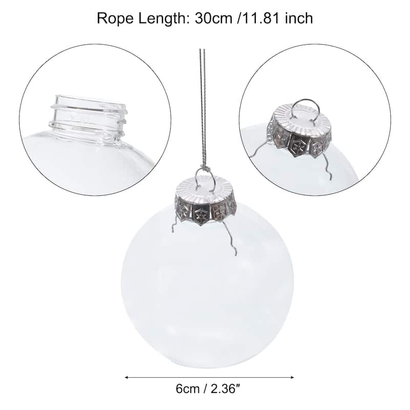 12Pcs Clear Plastic Ornaments Balls with 30cm Rope