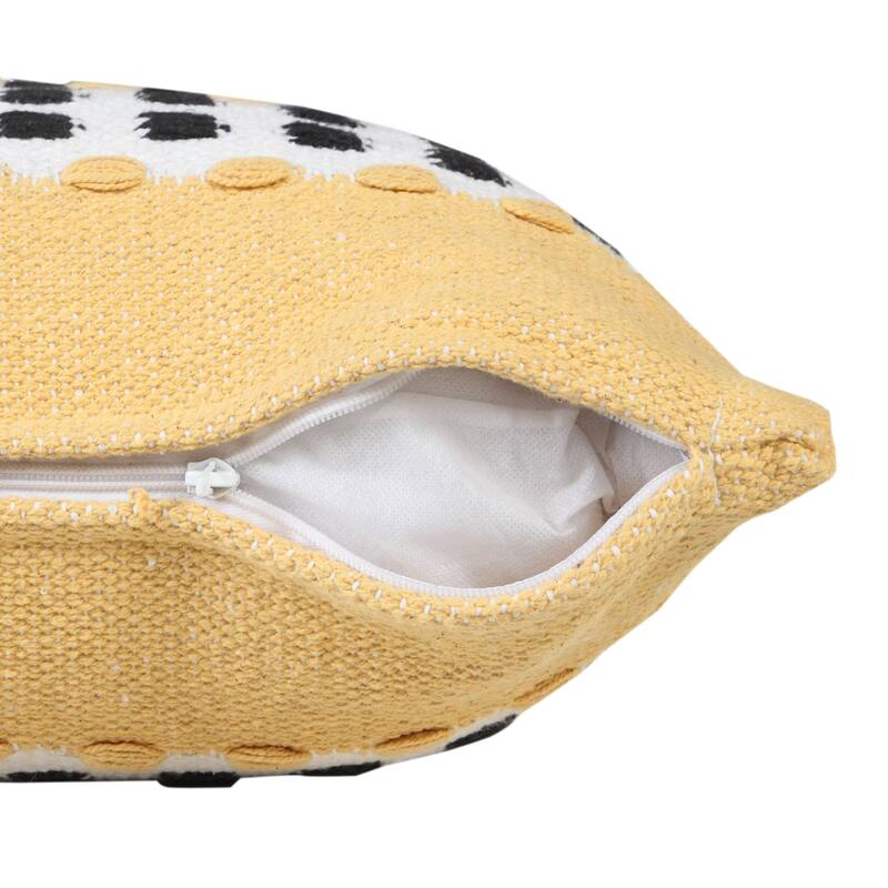 20" Yellow and White Dash Grid Striped Square Throw Pillow