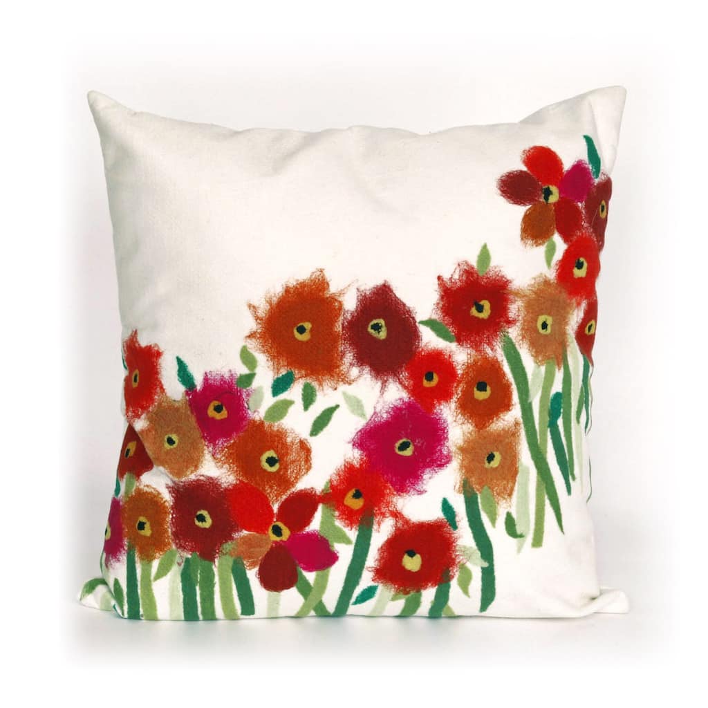 Liora Manne Visions III Poppies Indoor/Outdoor Pillow Red 20" Square