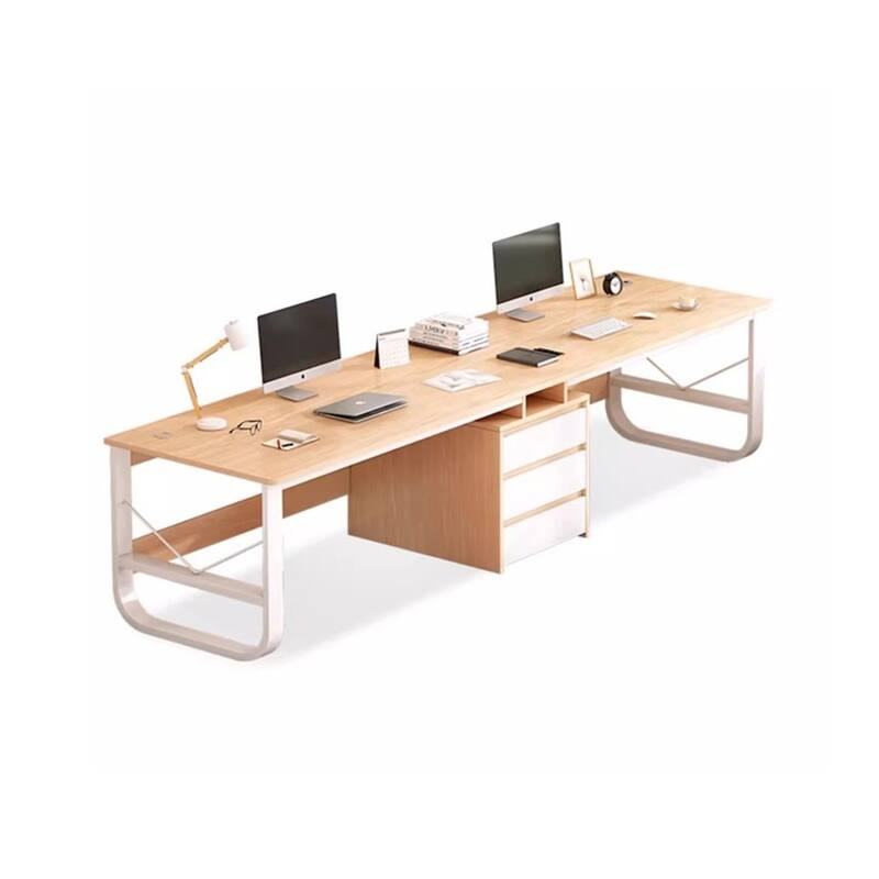Modern Double Computer Desk with Perforated Line