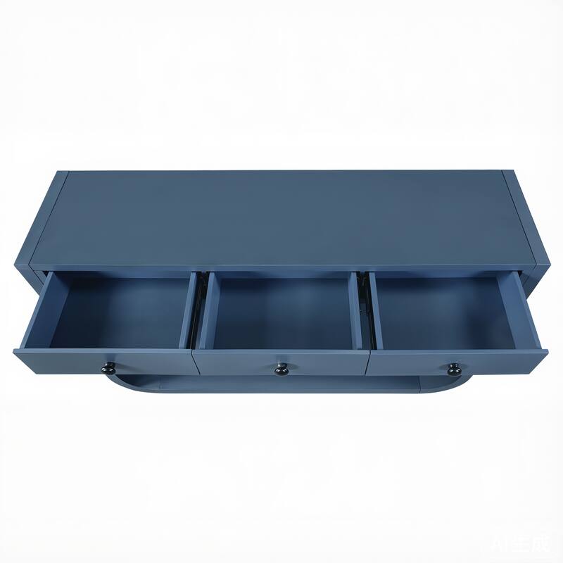 Christopher Knight Home - Modern Entryway Curved Console Table with Soft-Close Drawers & Open Shelves for Living Room, Hallway