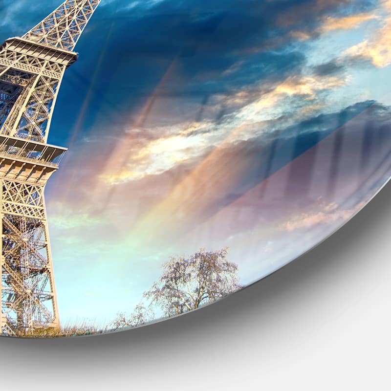 Designart 'Beautiful View of Paris Eiffel Tower under Fiery Sky ...