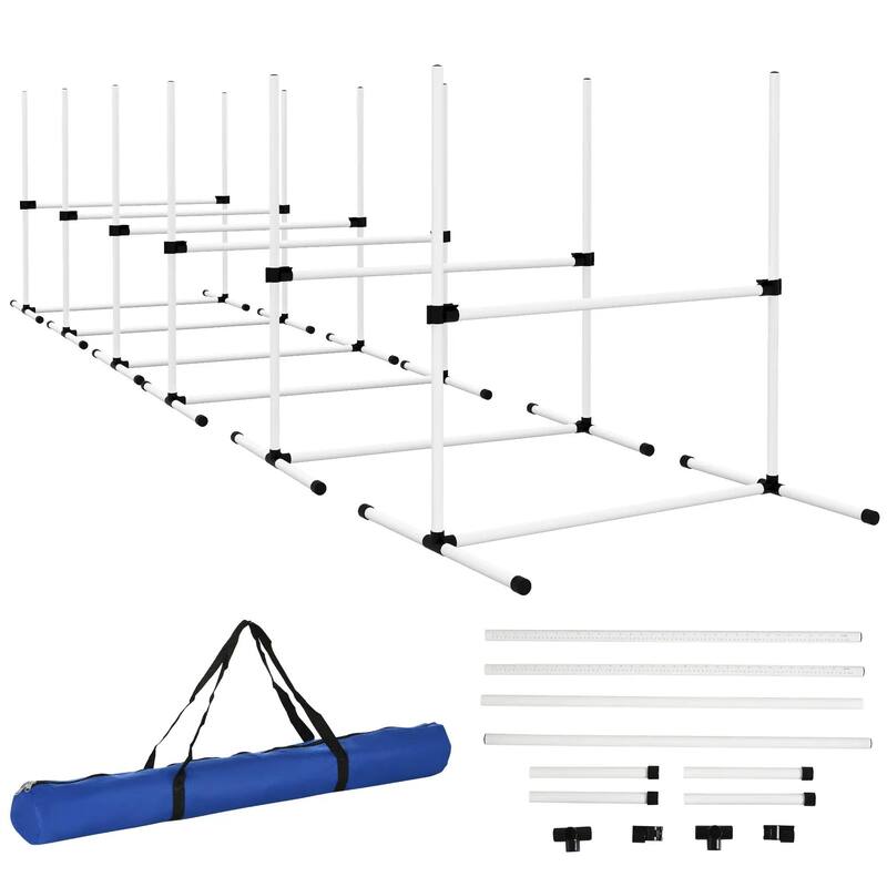 6PCS Dog Agility Set with Adjustable Height Jump Bars, Carry Bag