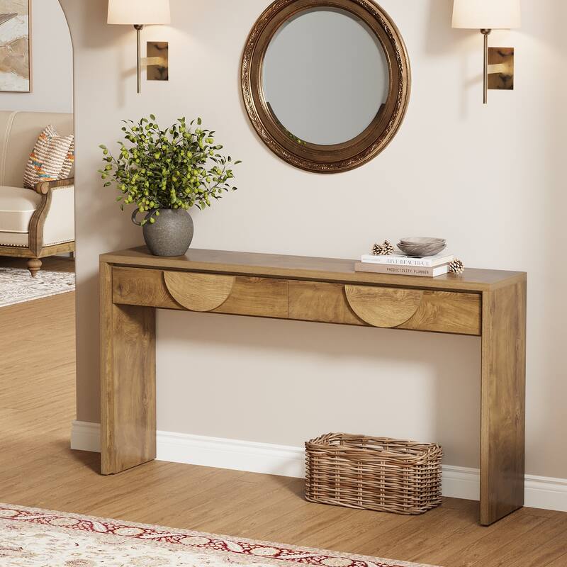 63-Inch Farmhouse Console Table with 2 Drawers for Entryway, Sofa Table Behind the Couch - 62.99" L x 13.77" D x 35.43" H