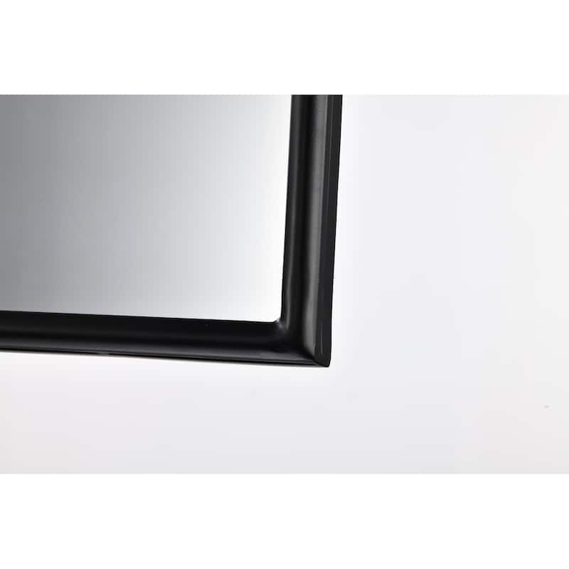 Black 24 in. W x 35 in. H Arched Metal Framed Iron Modern Accent Mirror - 23.6 in. W x 35.5 in. H x 1 in. D