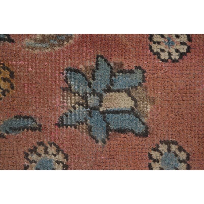 Hand Knotted Oriental 100% Wool Carpet Traditional All-Over Pink Tabriz Area Rug - 12' 8'' X 9' 7''