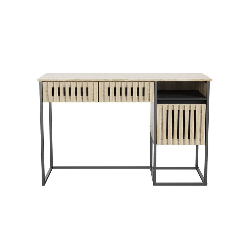 Fluted Desk Computer Desk Dresser Table with Drawers, Storage T-shape Computer Desks Gaming Desks Secretary Desks Writing Desks