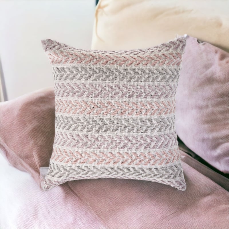 HomeRoots Set of Four 18" X 18" Purple Beach Chevron Cotton Zippered Pillow
