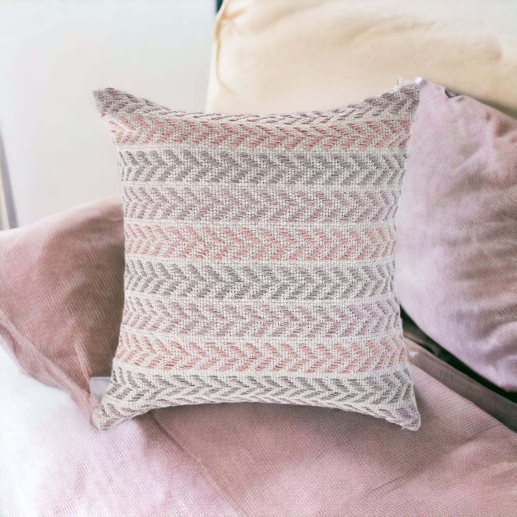 HomeRoots Set of Four 18" X 18" Purple Beach Chevron Cotton Zippered Pillow
