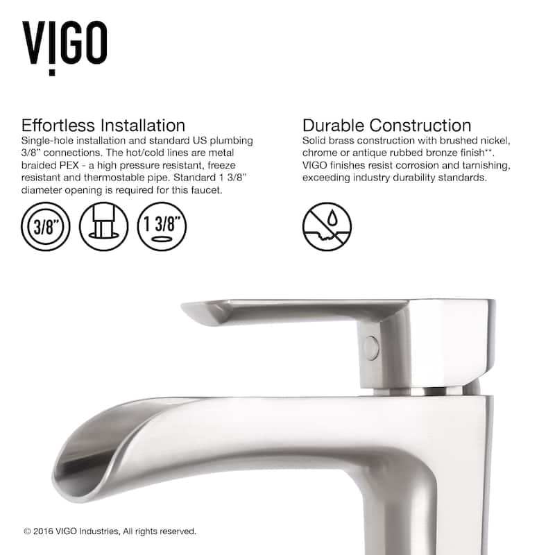 VIGO Giovanni 17"L x 17"W Glass Vessel Sink and Niko 11"H Faucet Set