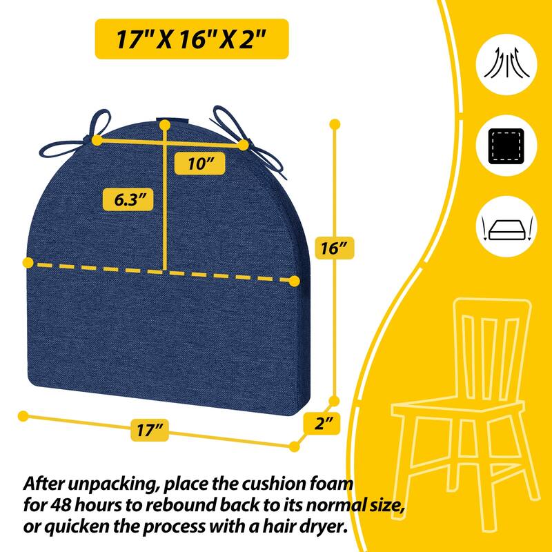 AAAAAcessories 17 in. X 16 in.Indoor Strap Non-slip Chair Cushion for Multi-scenario Setups (2 Pack) - N/A