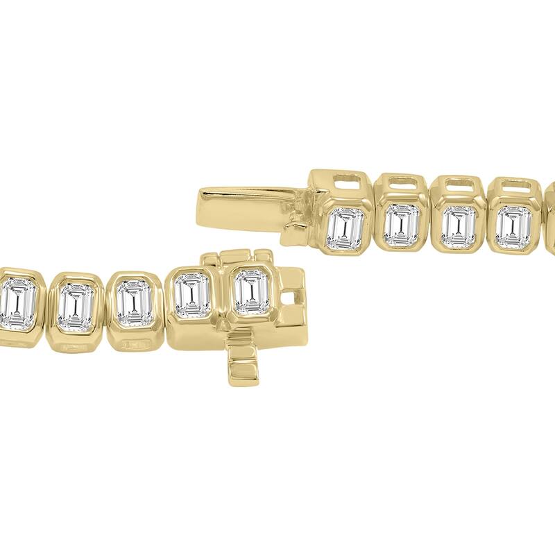 Marquee 5 Carat TW Emerald Cut Lab Grown Diamond Bezel Set Bracelet in 14K Yellow Gold