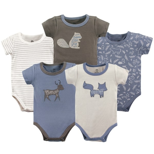 slide 1 of 1, Yoga Sprout Baby Boy Cotton Bodysuits 5pk, Forest 0-3 Months - Forest