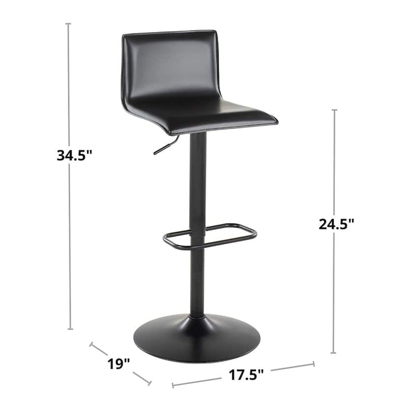 Porch & Den Mara Upholstered Adjustable Bar Stool with Rounded Rectangle Footrest (Set of 2)