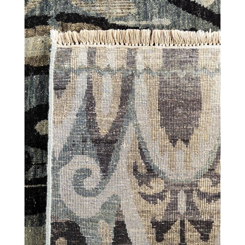 Ikat One-of-a-Kind Hand-Knotted Area Rug - Gray, 9' 0" x 12' 3" - 9' 0" x 12' 3"