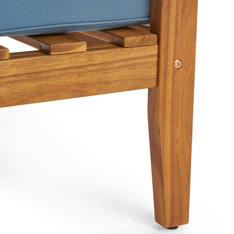 2 Piece Acacia Wood Chat Set with Coffee Table and Water Resistant Cushion