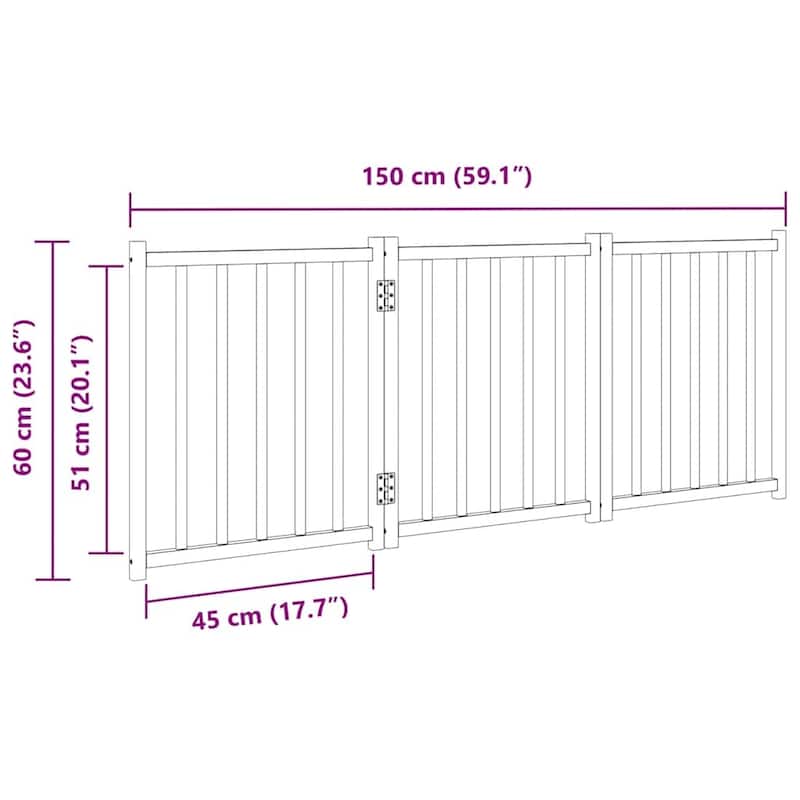 vidaXL Dog Gate Foldable 3 Panels Solid Wood Fir