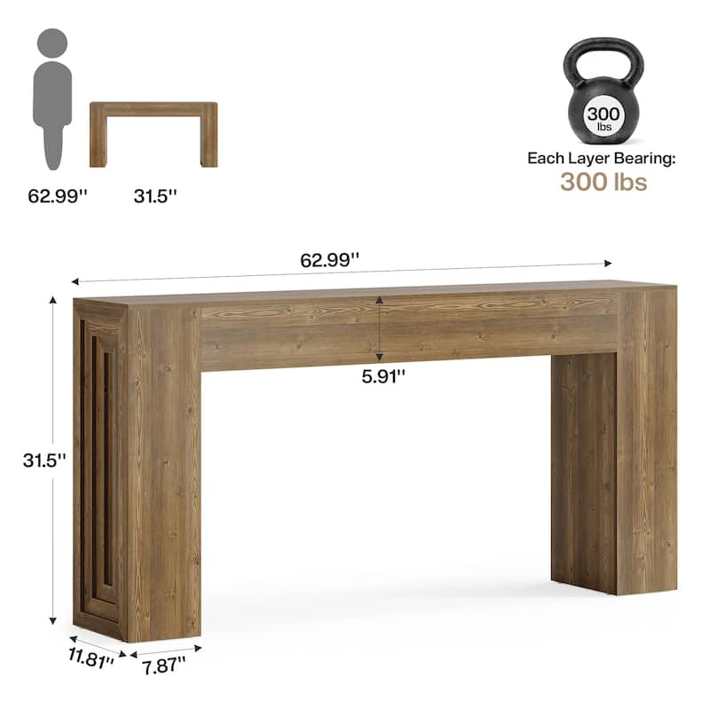 63 Inches Narrow Console Table for Entryway