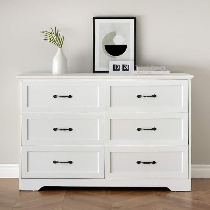 Double Dresser for Bedroom Wood Chest of Drawers