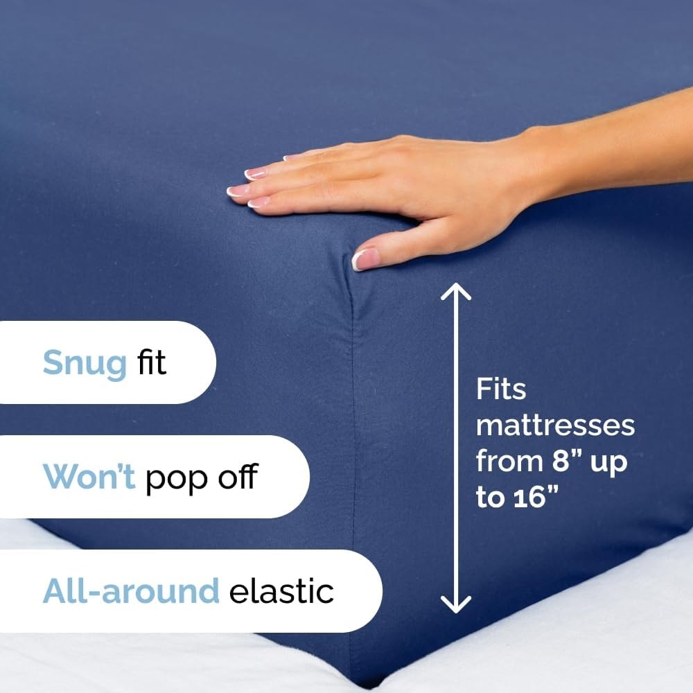 CGK Linens 6 Piece Solid Deep Pockets Microfiber, Easy-Fit Bed Sheet Set - Picture 52 of 396