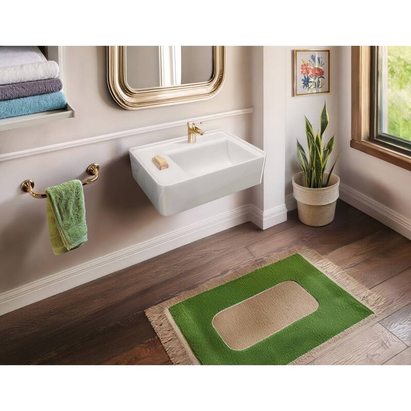 Whitehaus B-RA65-1H 25-5/8" Rectangular Vitreous China Wall Mounted