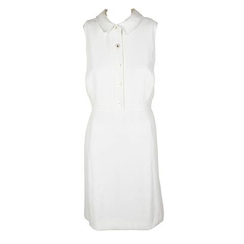 Tahari Asl White Sleeveless Button-Front Shirt Dress 18