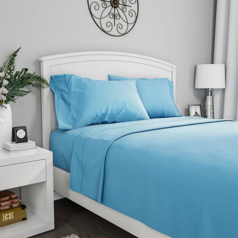 Brushed Microfiber Sheet Set- 3 Piece Bed Linens-Fitted & Flat Sheets, Pillowcase by Windsor Home (Twin XL, Light Blue) - Light Blue - Twin XL
