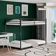 preview thumbnail 1 of 6, Twin over Twin Metal Bunk Bed with Ladders and Full-Length Guardrails Black