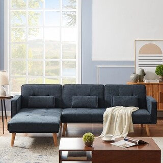 L-shaped Couch Set Linen Fabric Convertible Sectional Sofa Set Left ...
