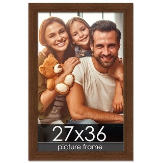 27x36 Traditional Walnut Wood Picture Frame - UV Acrylic, Foam Board ...