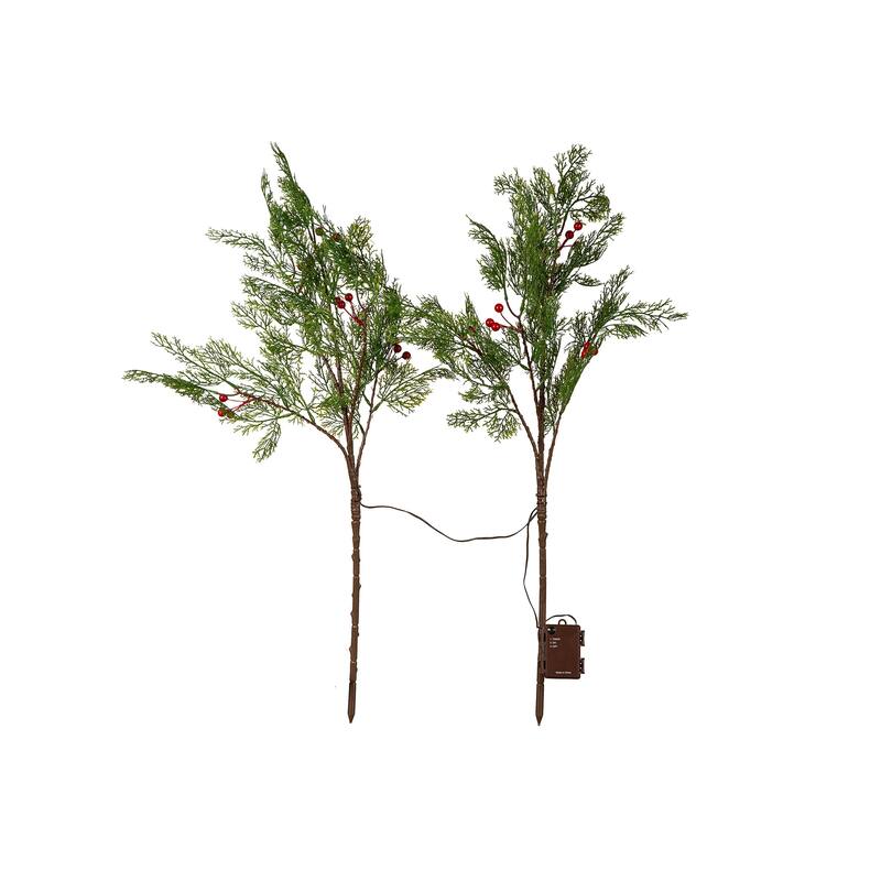 32 in. Indoor/Outdoor Micro LED Lighted Cedar Branch, Set of 2 - 32 in