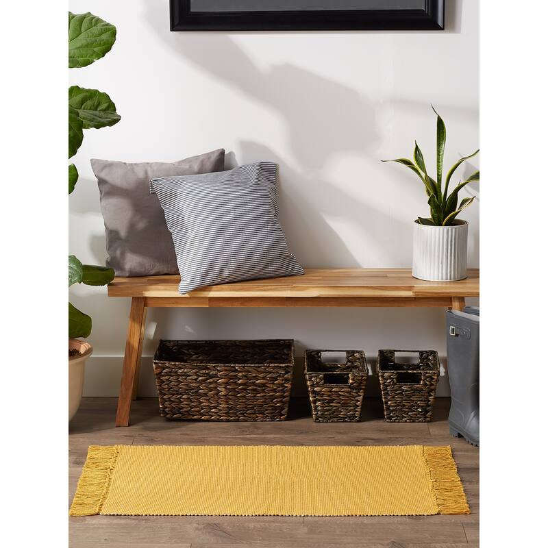 DII Gray and Off White 2-Tone Ribbed Rug 2x3 Ft - 24.0 In. L X 36.0 In. W X 0.2 In. H