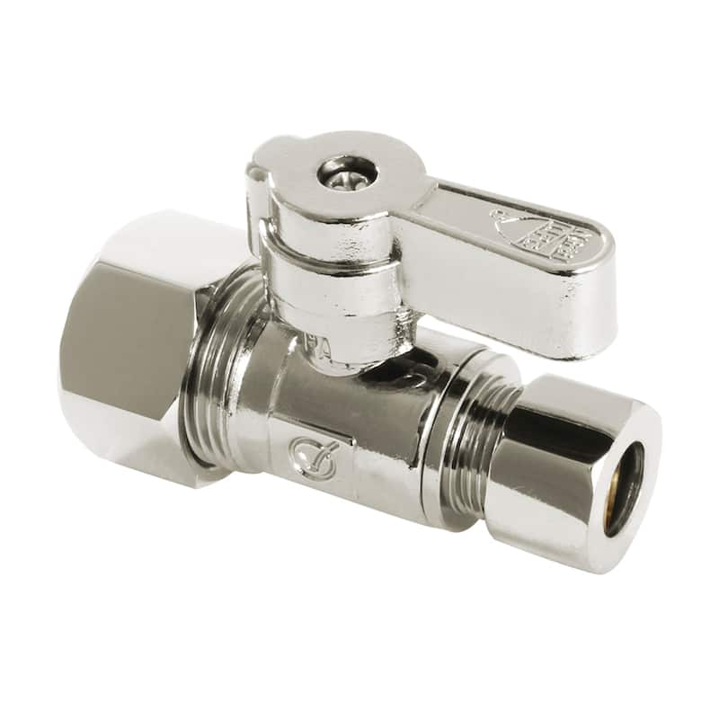 Baseline 5/8-Inch OD x 3/8-Inch OD Comp Straight Stop Valve - Polished Nickel
