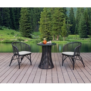 Sol Living 3-Piece Patio Bistro Set Wicker Patio Furniture Sets Outdoor ...