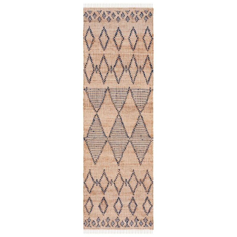 SAFAVIEH Flatweave Natural Fiber Leefke Casual Jute Rug - 2'3" x 8' Runner - Blue/Natural
