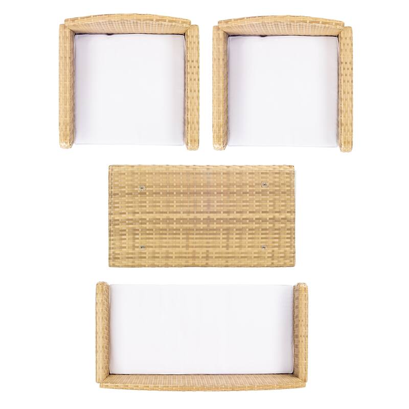 SAFAVIEH Outdoor Zsolt Wicker/ Steel 4-Piece Patio Conversation Set - 42W x 31D x 21H
