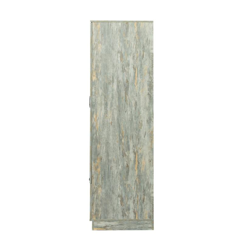 Wood High Wardrobe Cabinet with 4 Storage Spaces and 2 Doors