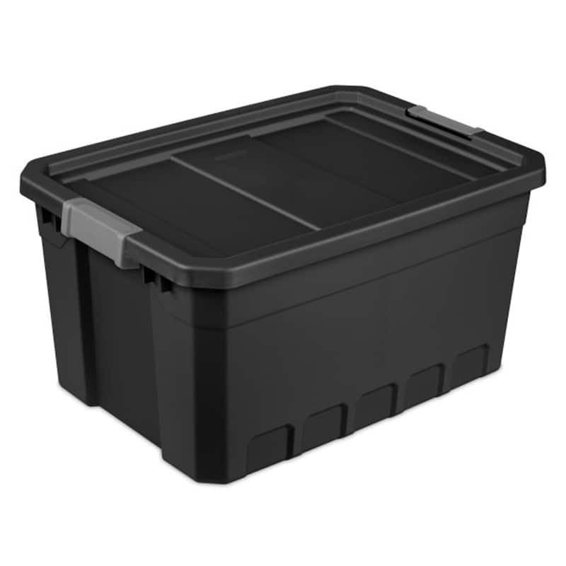 Sterilite 19 Gal Rugged Industrial Stackable Storage Tote w/ Lid, Black, 6 Pack - 25.70 x 18.30 x 13.20 inches