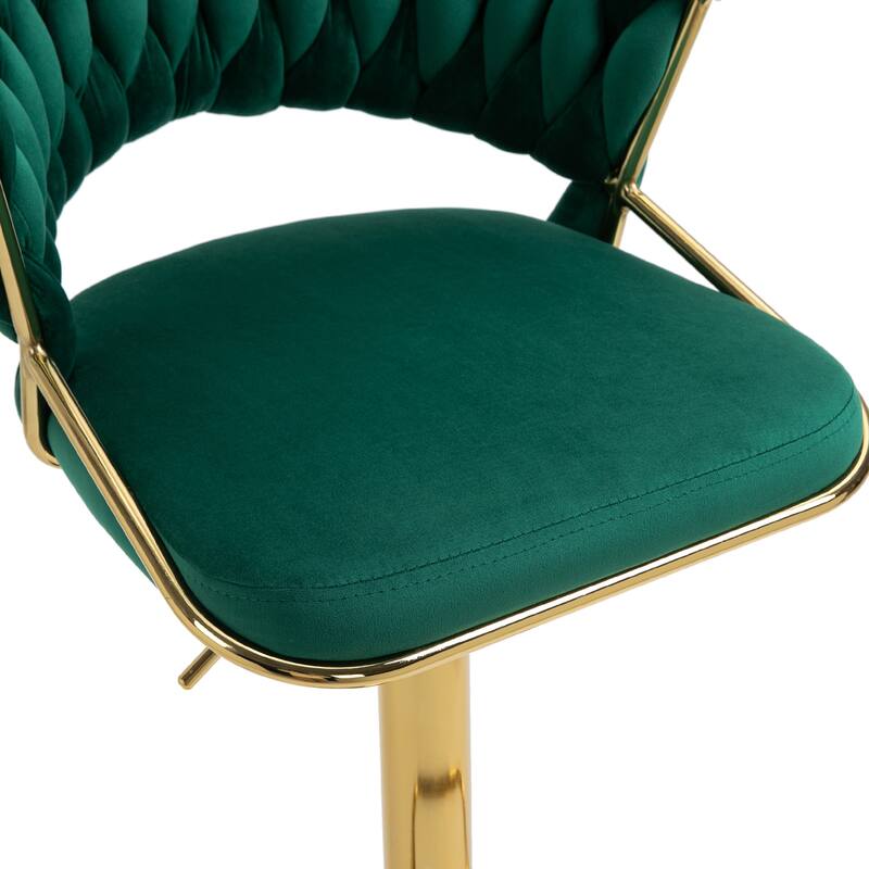 Modern Velvet Counter Bar Stools with Backs(Set of 2)