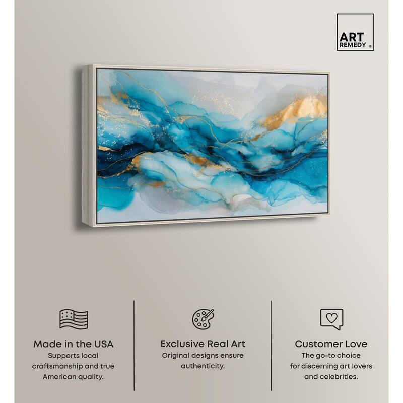 Ethereal Blue and Gold Canvas by Art Remedy