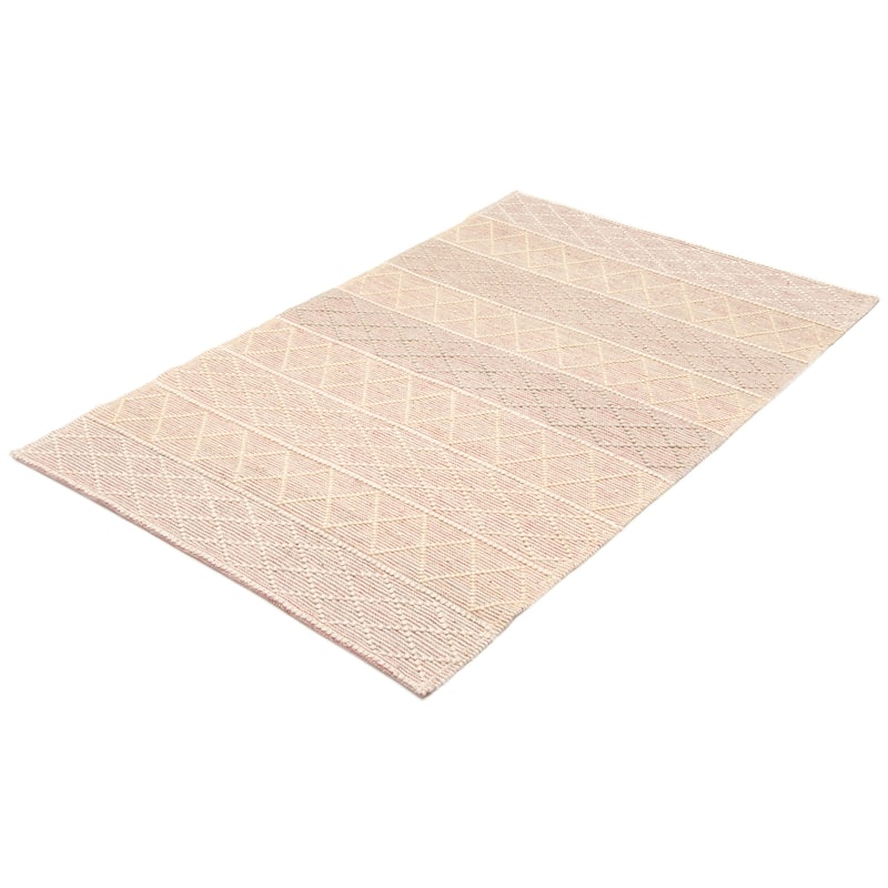 ECARPETGALLERY Braid weave Sienna Cream, Pink Wool Rug - 5'0 x 7'10
