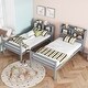 preview thumbnail 14 of 21, Twin Bunk Bed with Bookcase Headboard, Convertible Design, Guardrails & Ladder