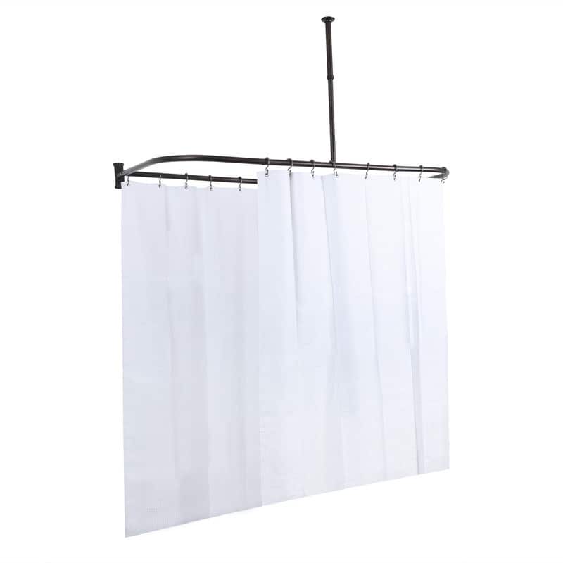Utopia Alley Rustproof Aluminum D-shape Shower Rod With Ceiling Support for Freestanding Tubs, 60 * 25 in