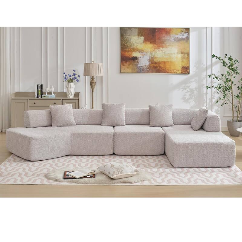 Modern Minimalist 140" L-Shape Couch