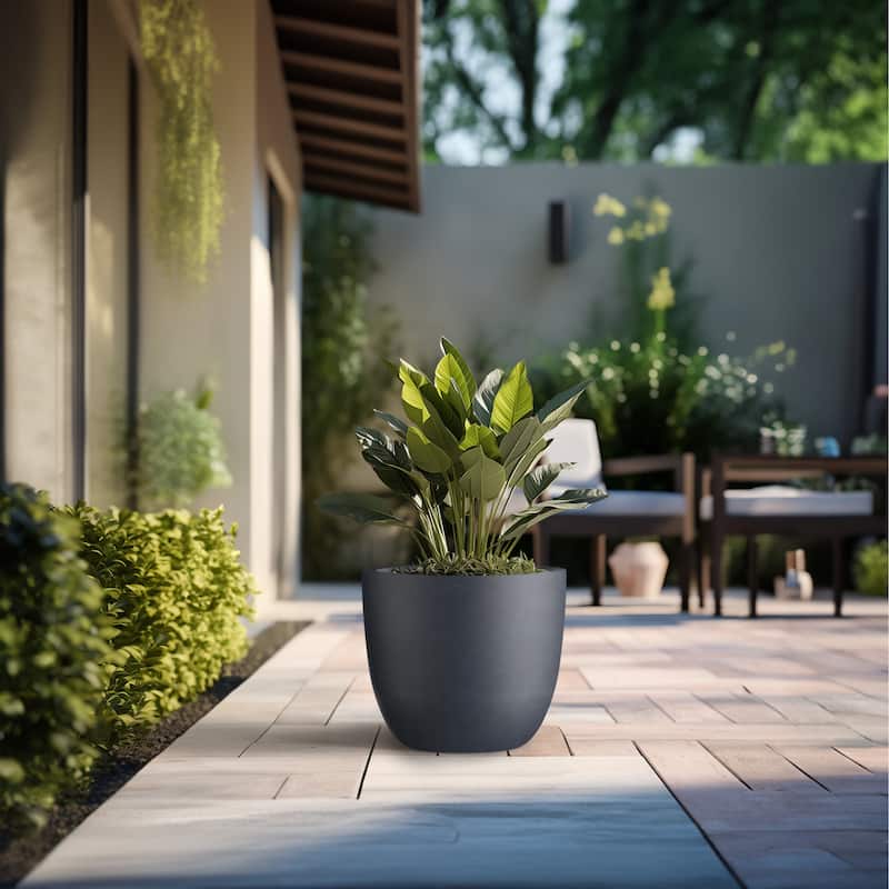 Tall Concrete Round Plant Pots / Large Indoor and Outdoor flower Planters