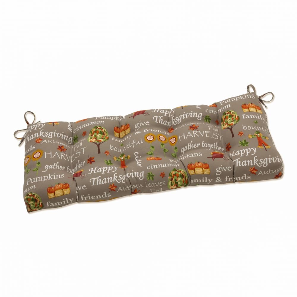 Pillow Perfect Outdoor Autumn Harvest Haystack 44" Blown Bench Cushion - 18 X 44 X 5 - 18 X 44 X 5