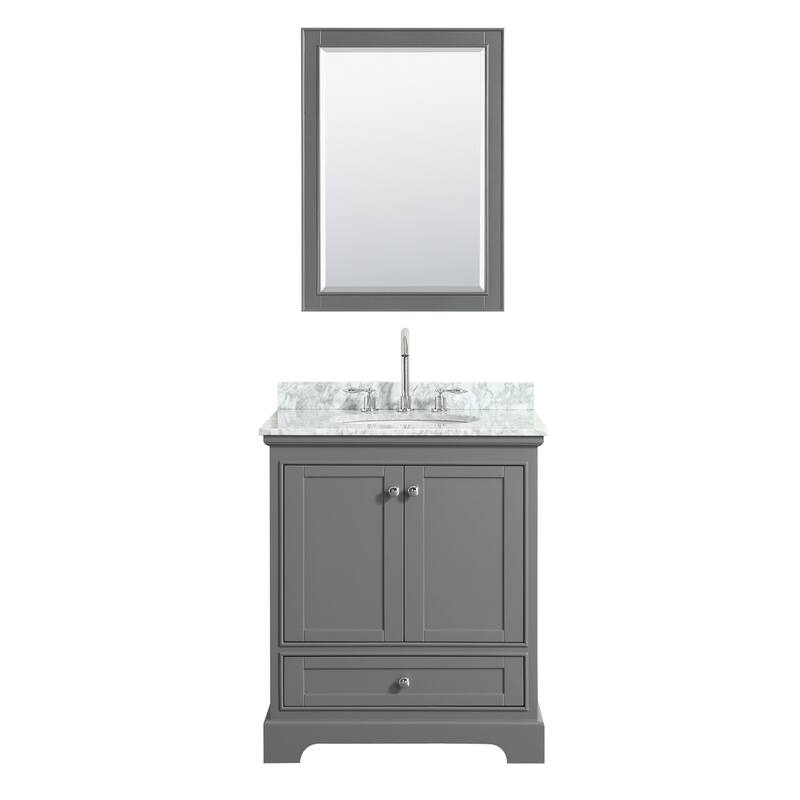 Deborah 30-inch Dark Gray Single Vanity, Oval Sink, 24-inch Mirror